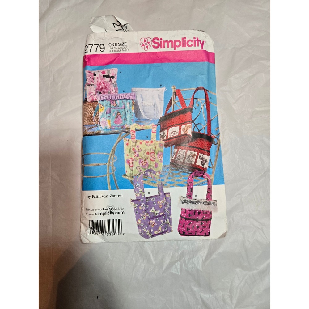Simplicity 2779 Girls Bags Purse Tote Sewing Pattern Faith Van Zanten 2008